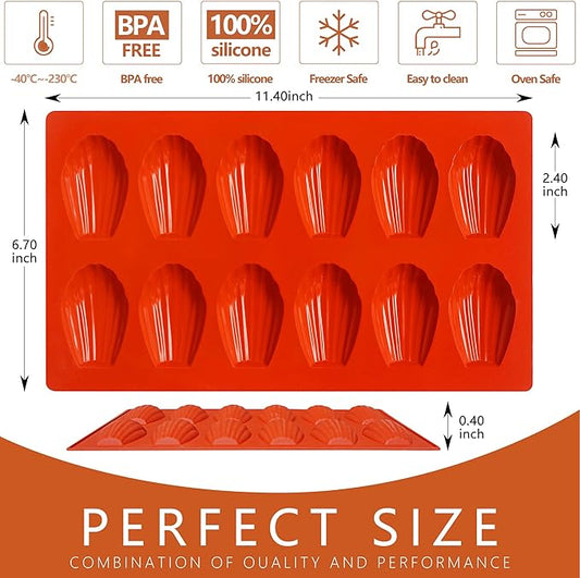 Madeleine Pans for Baking, Non-stick Silicone Madeleine Cookies Trays for Baking, 3Pcs Shell Shape Madeleine Mold Cake Pans (Mini(12-Cavity))