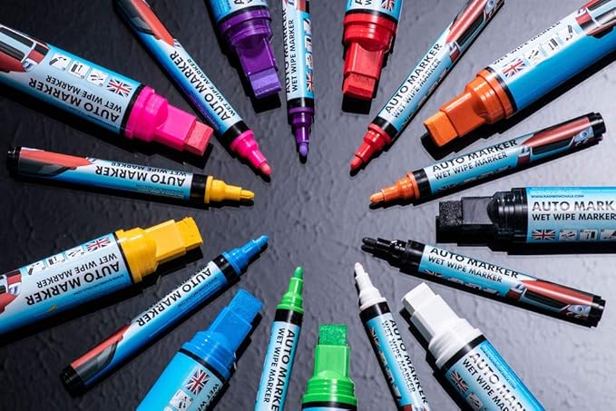 Window Markers for Glass Washable Car Window Paint Pen- Dry Erase Liquid Chalk Marker Car Decorations on All Surfaces, Tire, Windshield - Auto Marker, Autowriter, Rain Resistant (White, Jumbo Tip)