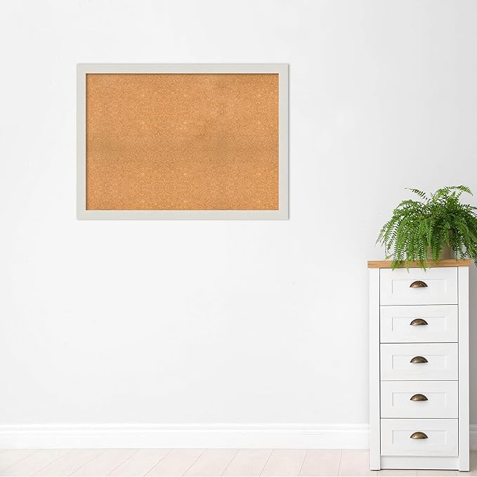 Amanti Art Natural Cork Board for Wall, 33x45 Vision Board with White Frame, Oversize Corkboard Office Decor for Home Organization, Country Rustic Corkboard Pinboard to Display Items for Home