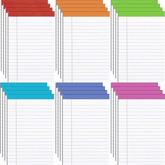 Colarr 24 Pack Legal Pads 4 x 6 Inches Lined Notepads 50 Sheets Wide Ruled Writing Pads for School College Office Business