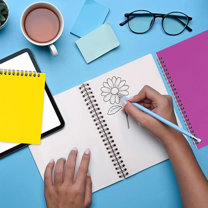 Blank Spiral Notebook, 48 Pack, 5.8 x 8.3, 120 Pages (60 Sheets), 100 GSM Unlined Drawing Notebooks, Assorted A5 Journals, No-Bleed, Sketching, Note Taking, Blank Journals for Office & School