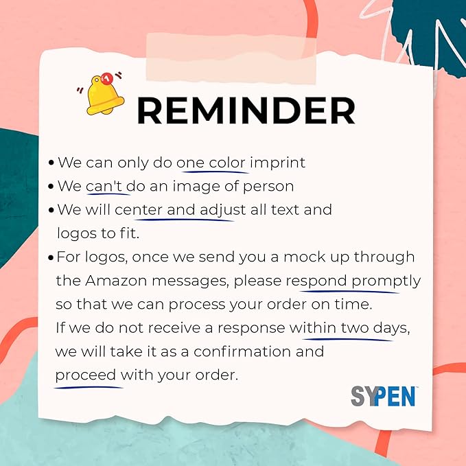 SyPen Personalized Pens With your Custom Logo or Text-500 Pack Bulk-for Businesses, Parties, and Events, Custom Printed Slim Ballpoint Click Pens, Red Barrel Color, Black Ink