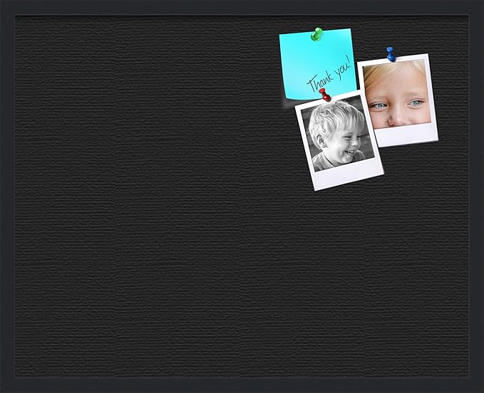 PinPix 30x24 Inch Cork Bulletin Board. This Decorative Framed Pin Board Comes with Solid Black Design and a Satin Black Frame. Ideal for Home Office Decor or Message Board (PinPix-622)