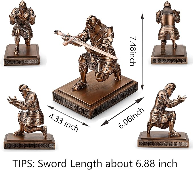 King's Guard Knight Pen Holder Pen Stand Desk Organizers and Accessories Resin Pencil Holder as Gift for Office and Home (Copper)