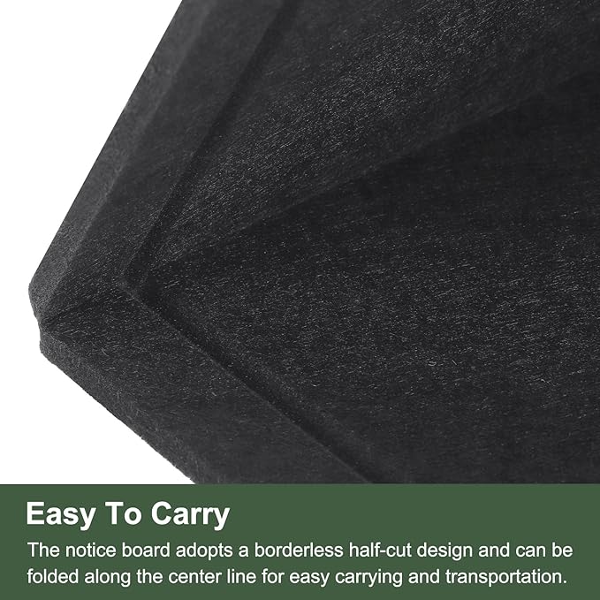YOKIVE Felt Bulletin Board, 24 x 15.7 -Inch Foldable Decorative Pin Board Self Adhesive Felt Cork Board with 20 Pushpins, Great for Wall, Photo Display, Paste Note, Schedule(Black)