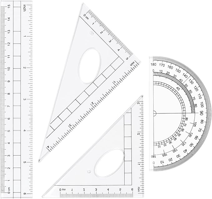 Math Geometry Kit Sets 10 Piece Student Supplies with Shatterproof Storage Box,Includes Rulers,Protractor,Compass,Eraser,Pencil Sharpener,Lead Refills,Pencil,for Drafting and Drawings(Green)