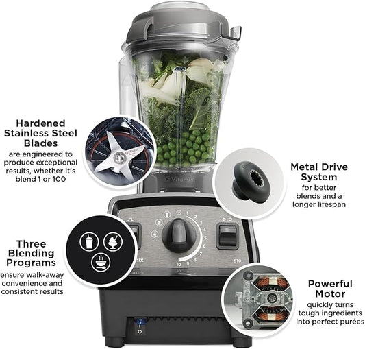 Vitamix Propel 510 Blender with Simply Smoothies Cookbook, 3 Preset Blending Programs, Professional-Grade, 48-oz Container, White