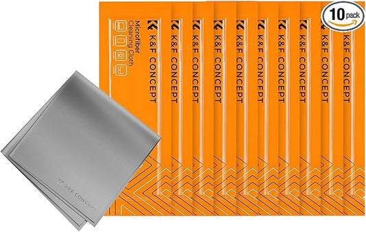 K&F Concept 10 Pack Microfiber Cleaning Cloths - Glasses Cloth for Cleaning Camera Lenses, Glasses, Screens, Cameras, Eyeglasses, LCD TV Screens, Tablets Washable