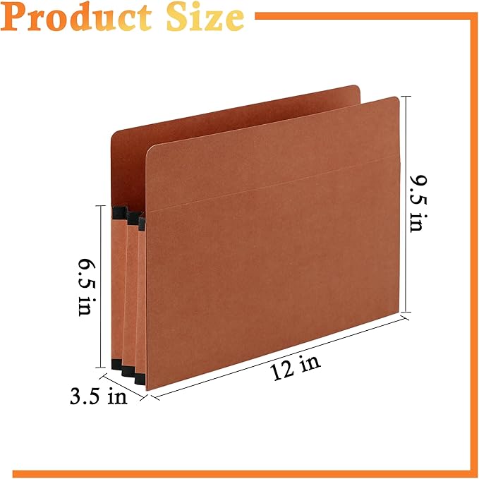 10 Packs Expanding File Pockets,5-1/4"" Expandable Folder Bag,Expandable File Folders Letter Size,Accordion File Organizer for Office,School,Home,Kraft