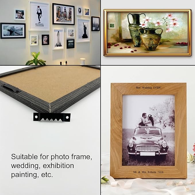 50 Pack Large Heavy Sawtooth Picture Hangers Steel Picture Hangers with Screws Picture Hang Solutions, for Hanging Clock Paintings Artwork Picture Frame Hook Photos (Black,Supports 50 lbs)