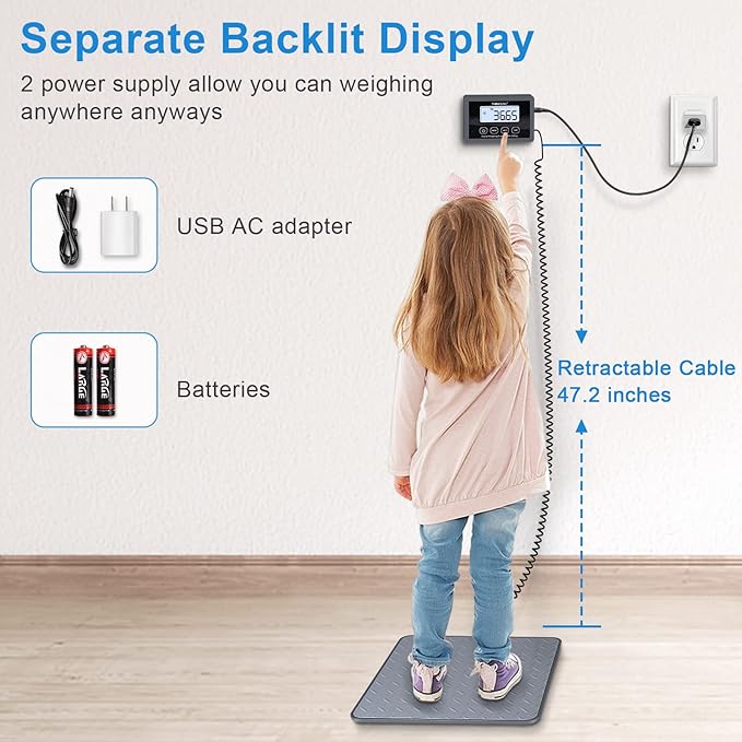 THINKSCALE Shipping Scale, 440 lbs/1 oz Highly Accurate Postal Scale with Hold/Tare/LCD Display, Lightweight Digital Postage Scale for Packages/Luggage/Post Office/Dog, Battery & AC Adapter Included