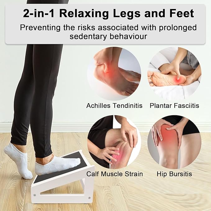 WOOD CITY Under Desk Footrest, 3 Heights Adjustable Foot Rest with Silicone Surface, 3 in 1 Non-Slip Foot Stool Improve Posture, Reduce Fatigue & Pain, Ideal for Home/Office/Gaming (White)