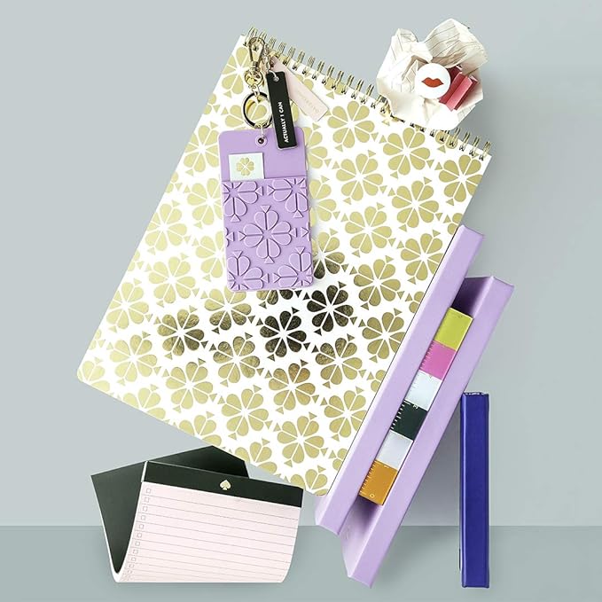 Kate Spade New York Large Top Spiral Notebook with 160 Lined Pages College Ruled, 11" x 8.5" Blank Hardcover Journal, Gold Spade Floral