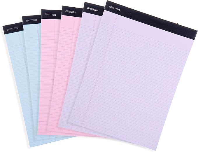 Mintra Office Legal Pads, ((xBasic, 8.5in x 11in, Narrow (Pastel), 36pk (6-6pks))