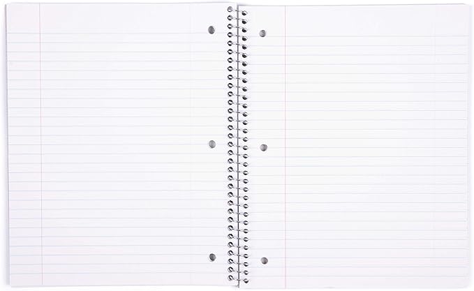 Mintra Office Durable Spiral Notebooks, 1 Subject, (Purple, Wide Ruled 12pk), 100 Sheets, Poly Pocket, Moisture Resistant Cover, School, Office, Business, Professional