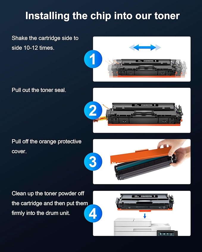 215A Toner Cartridges (with Chip) - Replacement for HP 215A Toner Cartridges 4 Pack for HP 215A work for HP Color Laseret Pro MFP M182nw M183fw M183fdw M155dw M155nw Series Printer(4 Pack, 215a toner)