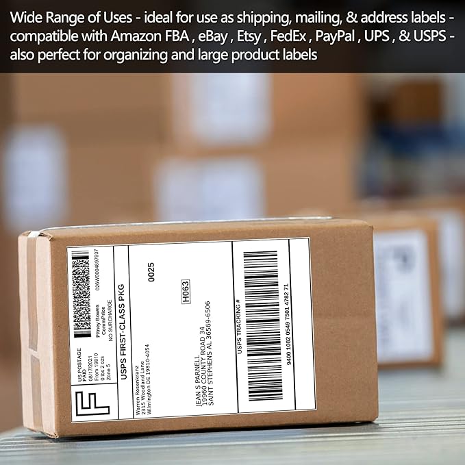 100 Half Sheet Shipping Labels 5-1/2" X 8-1/2" Address Blank Labels Laser/Ink Jet