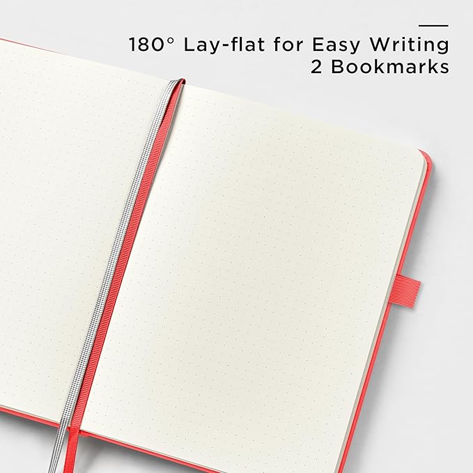 &And Per Se Dotted Journal Notebook, A5 Hardcover Bullet Dotted Journal, 160 Pages 100 gsm Thick Dotted Paper, 3 Sheets of Stickers Included - 5.7'' x 8''(Red)