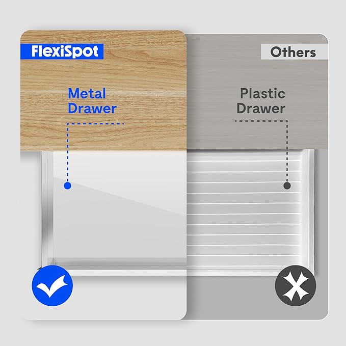 FLEXISPOT Comhar 48" Electric Standing Desk with Drawers, Quick Assembly Home Office Sit Stand Desk with Storage & USB Charging, Computer Workstation for Home Office (48" Wood, Dark Walnut/Black)