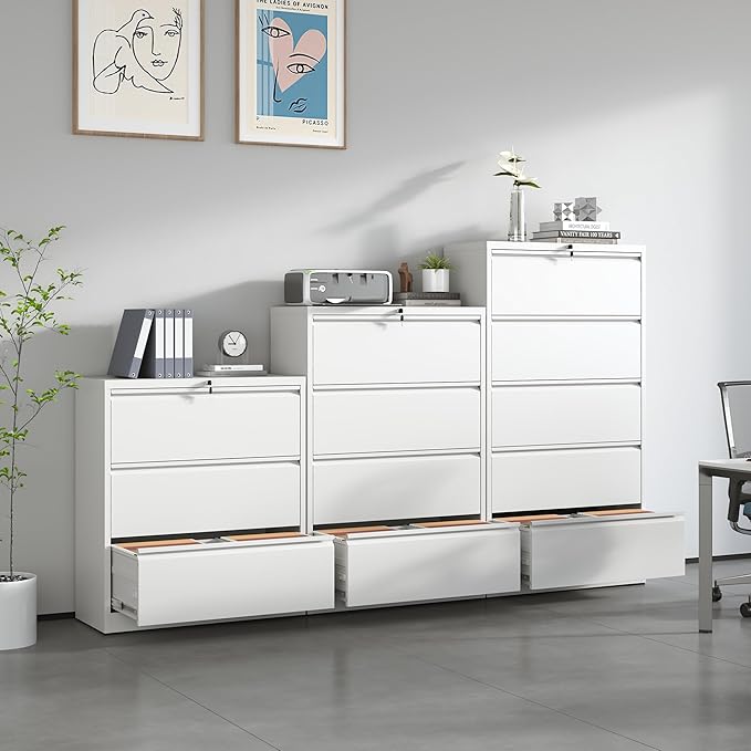 Locking Filing Cabinet with 5 Drawer Heavy Duty Large Metal File Cabinet Home Office Lateral File Cabinets Wide Steel Cabinet for Legal/Letter Size File,Assembly Required