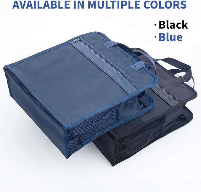 M&G Oxford Zipper Document Bag, Vertical Double Layer Waterproof Handle Document Tote Bag for Carrying Paper Documents Books Computer Water Cup1 Pack (Dark Blue)