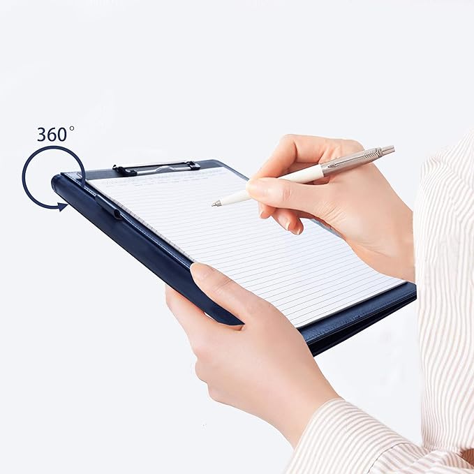 Padfolio Clipboard Folder Portfolio, Mymazn Faux Leather Folder Storage Clipboard with Cover for 8.5 x 11 Legal Pad A4 Refillable Folio Conference Writing Notepad (Blue)