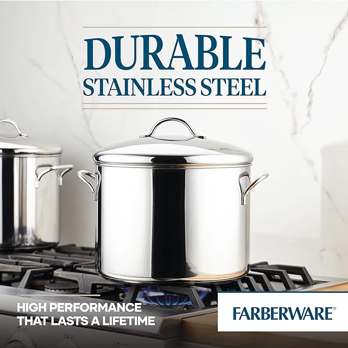Farberware Classic Stainless Steel Stock Pot/Stockpot with Lid - 16 Quart, Silver