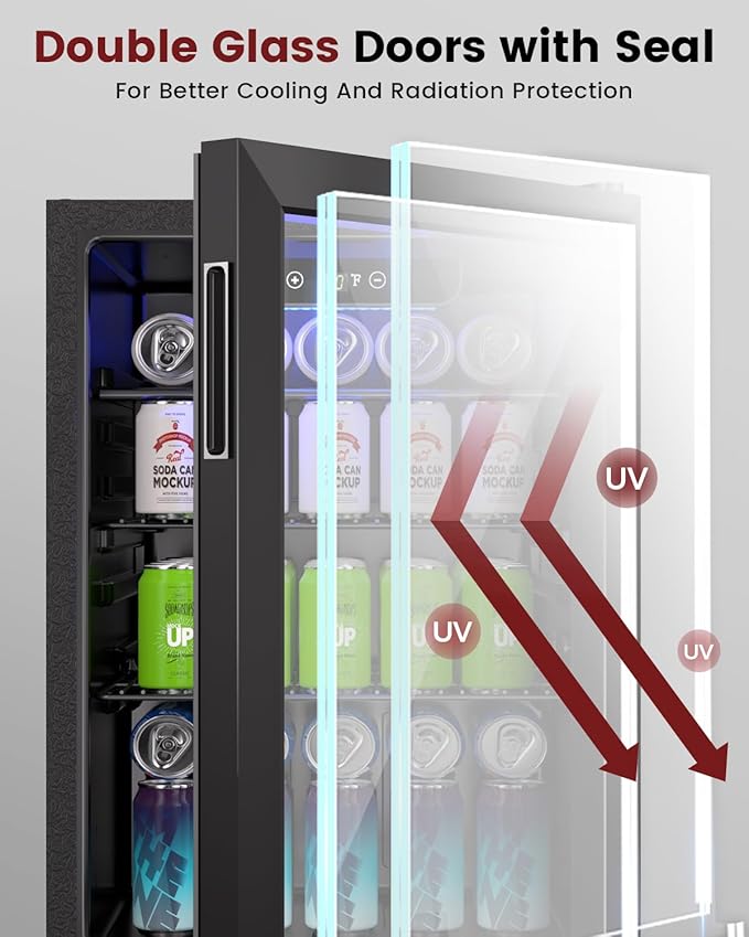 Wine Cooler Refrigerator - 24 Bottle 95 Can Mini Wine Fridge with Glass Door for Beer Soda Water Drink, Small Wine Cellar Beverage Refrigerator for Bedroom Office Home Bar Dorm, 2.6 Cu.Ft