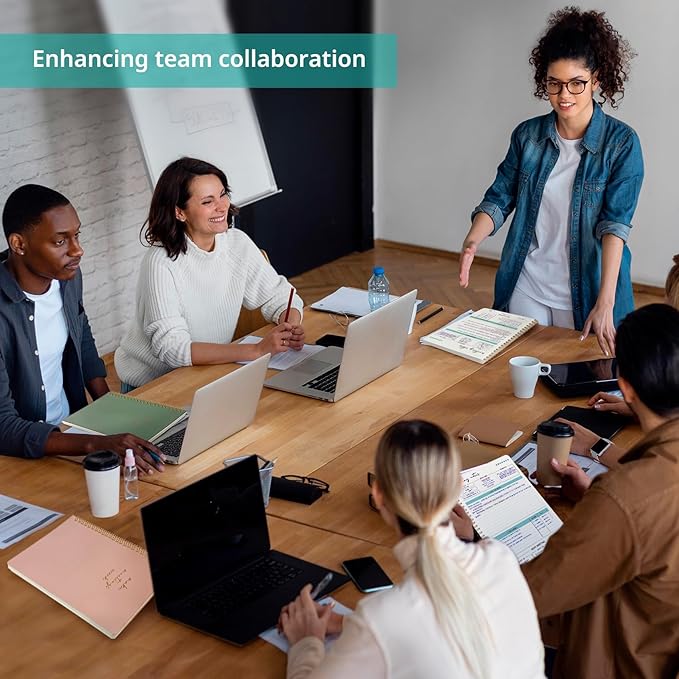 Taja Meeting Notebook for Work Organization - Work notebook with action items, Meeting Minutes Planner Notebook, Perfect Office Supplies for Men & Women - Pink