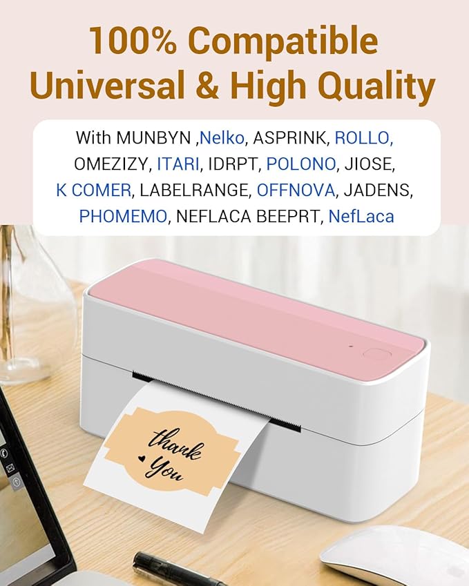 Phomemo Brown Creativity Thermal Labels for Shipping Label Printer for Small Business Supplies - 3" x 2" / 500 Labels/Roll, Commercial Grade Stickers Roll for Custom Stickers Personalized & Business