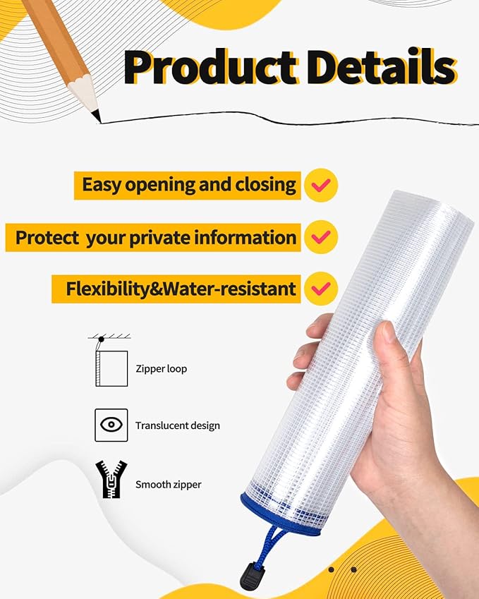 SUNEE Plastic Mesh Zipper Pouch 10x14 in (9 Colors, 18 Packs),Extra Large Water-Resistant Zip Bag for School Office Supplies, Puzzles & Games Organizing Storage