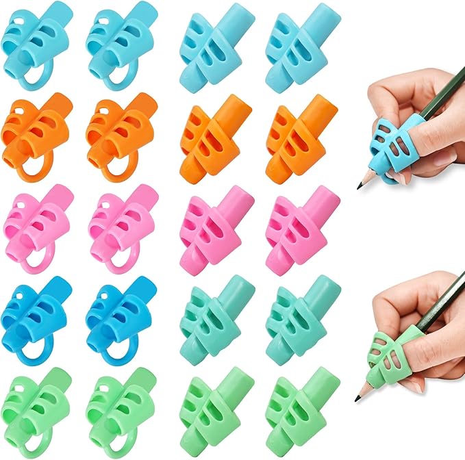 20 Pcs Pencil Grips for Kids Handwriting Pencil Holders Grippers for Kids, Writing Posture Correction Tools for Toddlers, Special Needs Silicone Pencil Supplies for Kindergarten Preschoolers(Mixcolor)