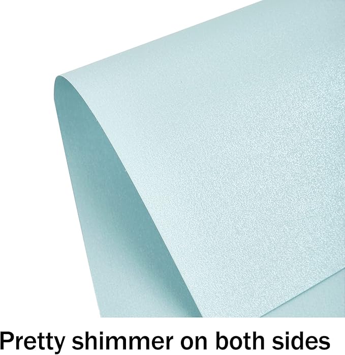 100 Sheets Blue Shimmer Cardstock 8.5 x 11 Metallic Paper, Goefun 80lb Card Stock Printer Paper for Invitations, Weddings, Parties, Showers