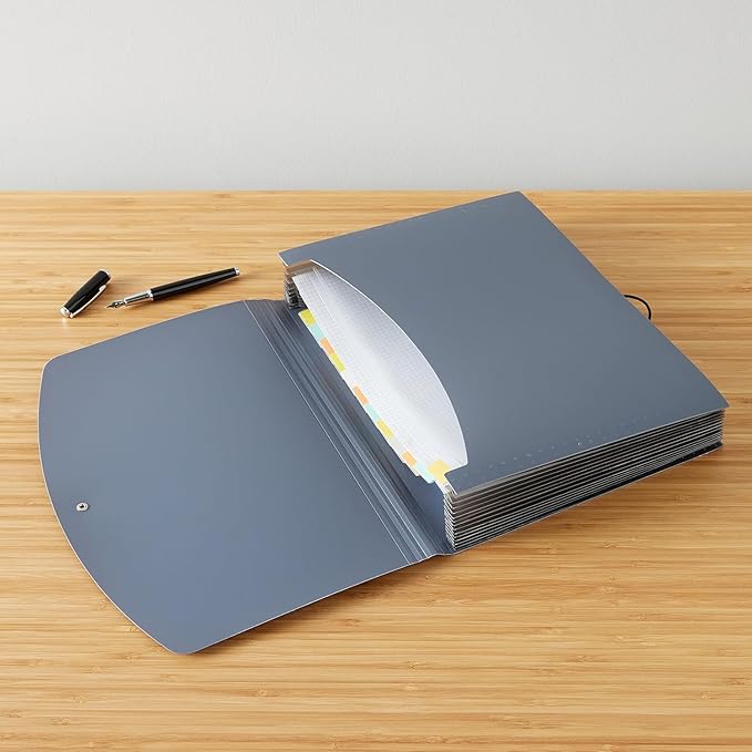 Amazon Basics PBH-2556 Expanding File, Letter Size, 12-Pack, Black & Gray