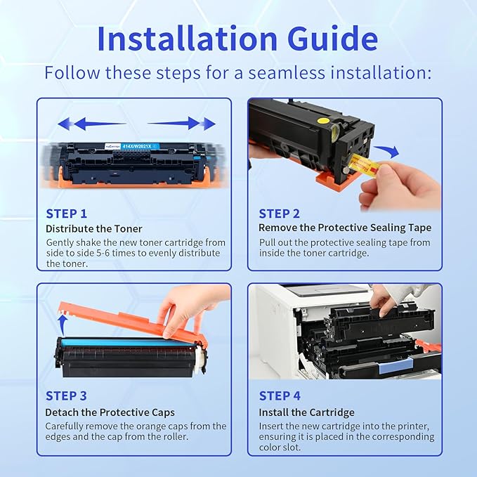 414X Toner Cartridges 4 Pack High Yield (with Chip) Compatible Replacement for HP 414X 414A for Color Laserjet Pro MFP M479fdw M479fdn M479dw Pro M454dw M454dn M479 M454 Printer Ink W2020X W2020A