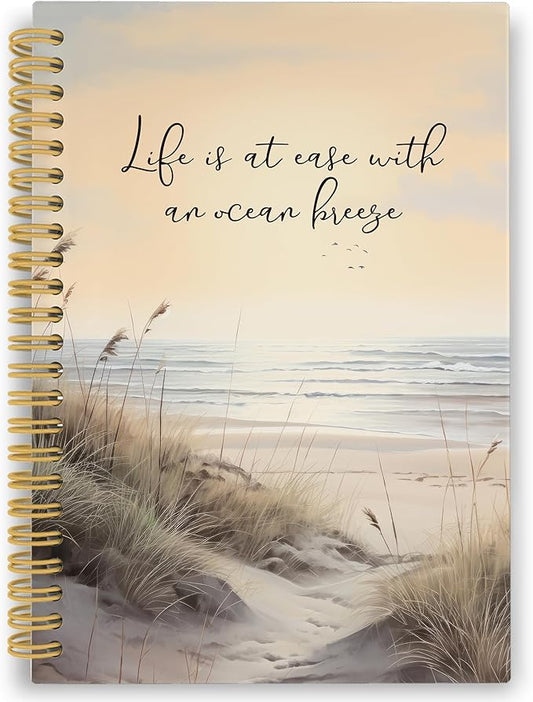 Ocean Mental Health Spiral Notebook, Coastal Relax Inspirational Journaling Notebooks for Counselling Therapy Office School, Beach Positive Hardcover Journals for Women 160 Pages 5.5 x 8.3 Inch
