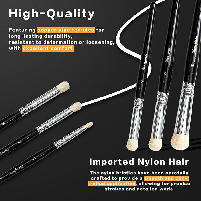 6 Pieces Exquisite Detail Paint Brush Set with Copper Tube and Special Double - Wire - Binding Process,Birch Wood Pen,Circular Grip. Suitable Oil,Watercolour,Acrylic,Digital Painting
