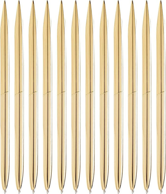 Juvale Gold Ballpoint Pens - Pack of 12, 1 mm Medium Point, Black Ink - Metal Twist-Action Design for Consistent Ink Flow - Pens for Wedding Guest Book & Gold Office Supplies