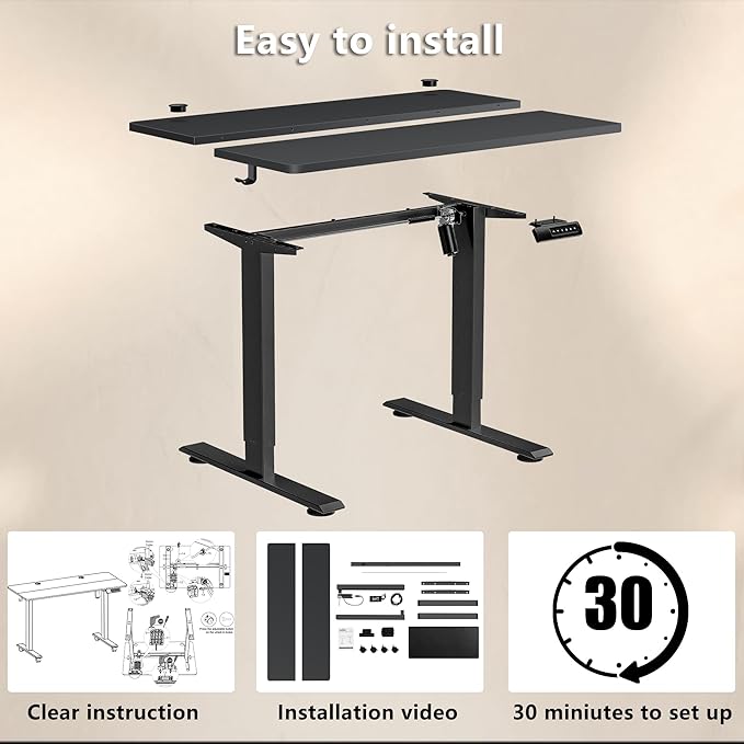 Himimi Electric Standing Desk 55 x 24 inch for Home Office,Sit-Stand Adjustable Desk with Memory Presets,Height Adjustable Desk for Gaming/Working,Free Hook, Lockable Wheels,Mouse Pad,Black