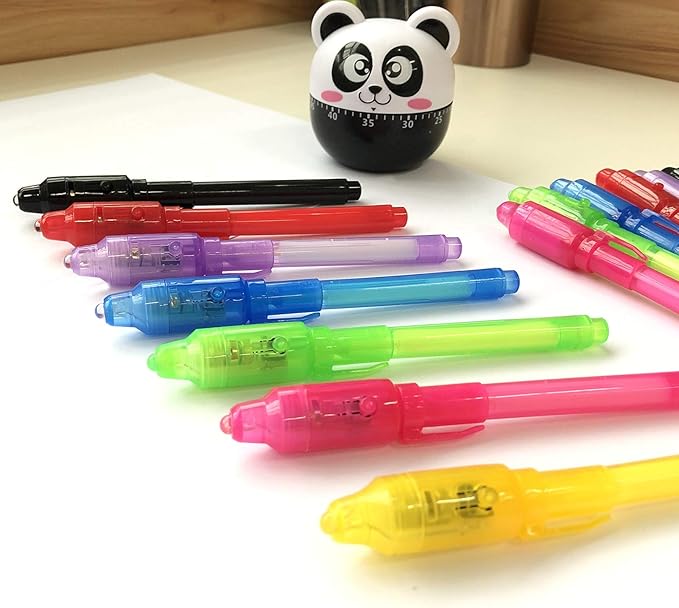 SCStyle Invisible Ink Pen 10Pcs Latest Spy Pen with uv Light Magic Spy Marker Kid Pens for Secret Message and Birthday Party,Writing Secret Message for Easter Day Halloween Christmas Party Bag Gift