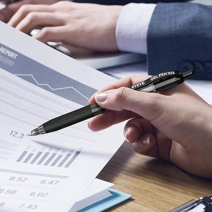 EYEYE G-103 Retractable Gel Pens Black 0.5mm, 25 Pack Extra Fine Point Gel Ink Pens Quick Drying, 0.5 mm Fine Piont Ballpoint Pen Smooth Writing for Office School Supplies