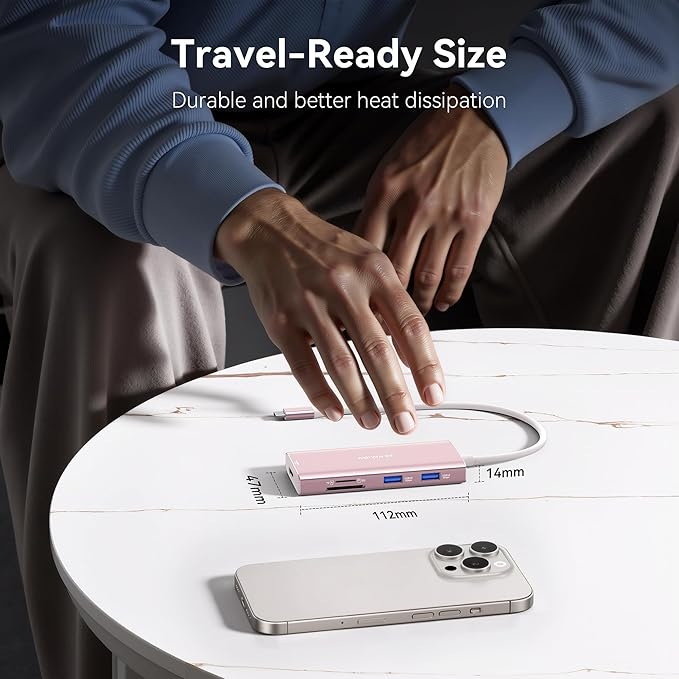 USB C Hub HDMI USB Adapter, 9 in 1 Dock with HDMI 4K@60Hz, SD/TF Card Reader, USB C Port,100W PD and 4 USB Ports (Pink)