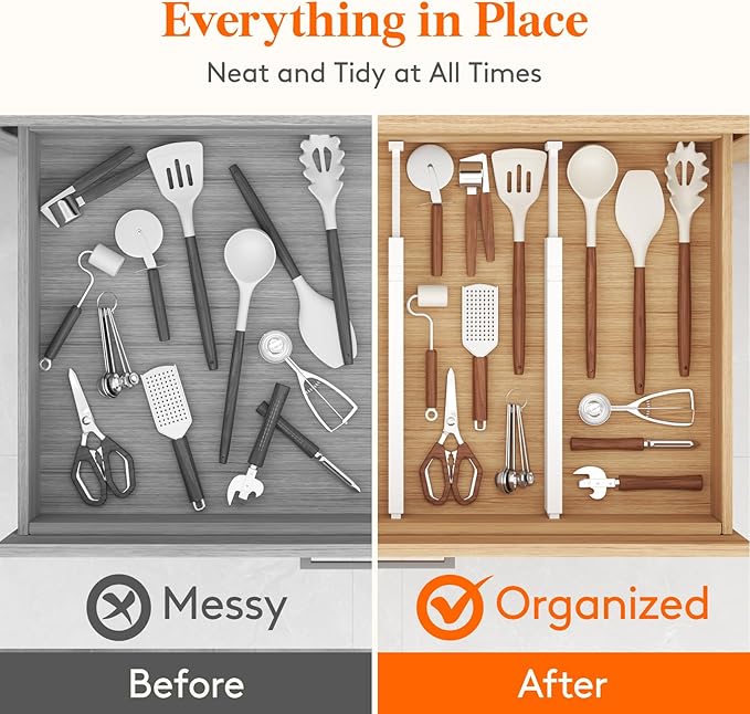 Lifewit 5 Pack Clothes Drawer Dividers 2.36" High, 11"-17" Adjustable Drawer Organizer for Clothing/Makeup, Plastic Expandable Separators in Kitchen/Dresser/Bathroom/Office Organization & Storage