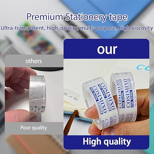 COSIMIXO 24Rolls Crystal Clear Tape Refills for Dispenser, 3/4Inch x 1000 inch,Bulk Transparent Tape,Office Stationery Tape for Home and School