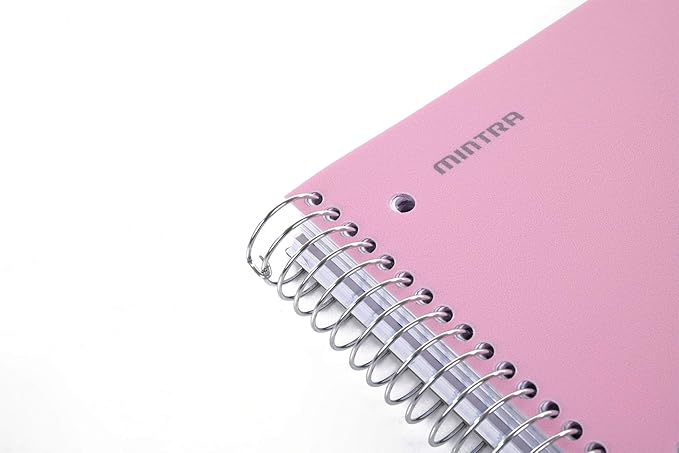 Mintra Office Durable Spiral Notebooks, 5 Subject (Spring Pink, College Ruled 1pk)