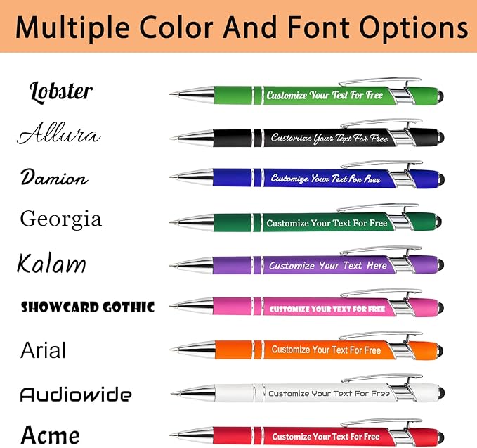 Max 500 Pcs Personalized Pens Bulk, Custom Pens with Free Engraving, Customized Stylus Tip Ballpoint Pen with Your Name Massage Text for School Office Business Graduation Anniversaries-200 Packs