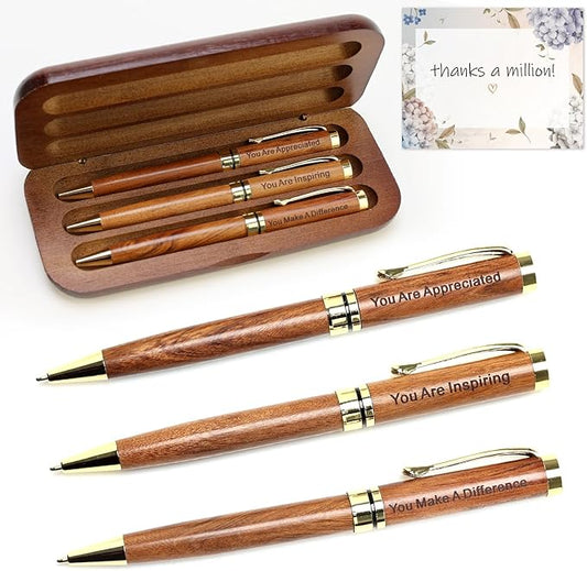 3 Pcs Cool Pens with Box, Thank You Gift for Women Coworkers Teachers Appreciation Gifts Mentor Daycare Teacher Gift Leaders Lady Difference Maker Gifts Christmas Employee Presents Fancy Pen Set