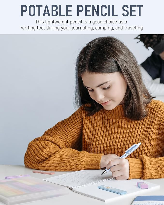 Nicpro 8 Pack Pastel Mechanical Pencil 0.7mm, Cute Fast Click Mechanical Pencils Set with 480PCS HB Lead Refills, 3 Erasers with Case, Aesthetic School Supplies for Writing Drawing Sketching