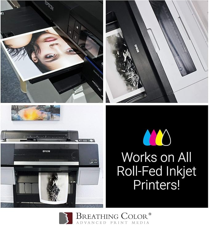 Optica One is a Luxurious 300 gsm Smooth Matte Fine Art Inkjet Paper Featured in a 17"x10' Roll; Its Bright White Color Makes It Ideal for Black and White and Color Prints. 100% Archival Certified