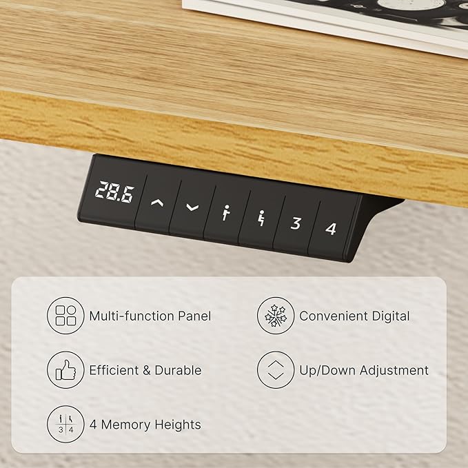 FLEXISPOT EN2 Whole-Piece Standing Desk with Clamp Power Strip, 48 x 30 Electric Stand Up Height Adjustable Desk with Cable Management (White Frame + 48" Maple Top, 2 Packages)